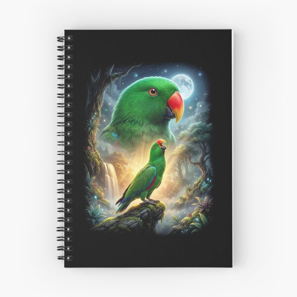 Item preview, Funny Green Eclectus Howling Moon Art Parrot Lover designed and sold by DoodleTortle.