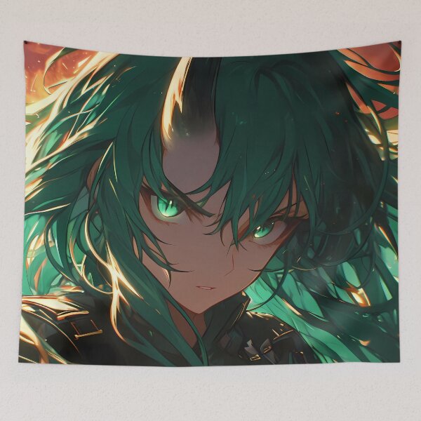Item preview, Hoshiguma Arknights Prelude To Dawn Green Hair Oni Horn Ember Glow designed and sold by TanglenRabbit.