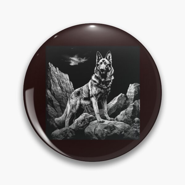 Item preview, German Shepherd Mountain Guardian Black and White Art designed and sold by inkoutninja.