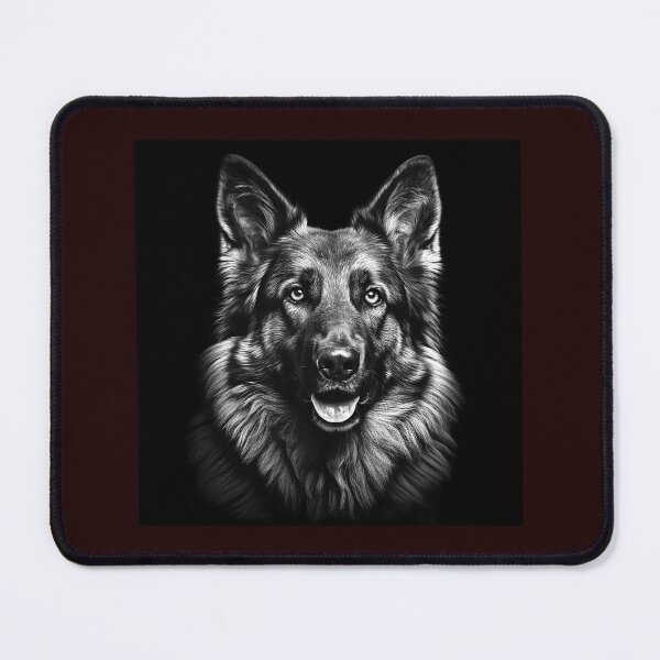 Item preview, German Shepherd Mountain Guardian Black and White Art designed and sold by inkoutninja.