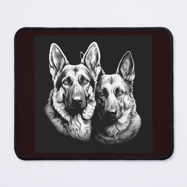 Item preview, Two German Shepherd Dogs Black and White Portrait designed and sold by inkoutninja.