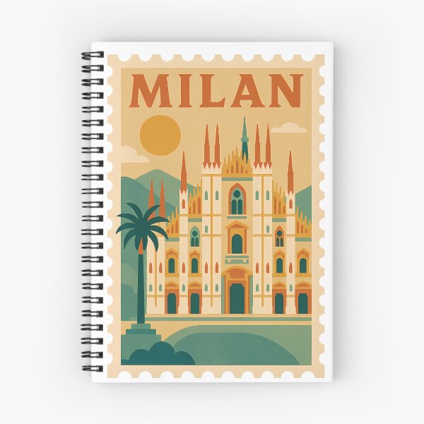 Item preview, Vintage Milan Stamp Illustration | Retro Italian Postage Art | Fashion Capital City Travel Design designed and sold by PaintedPixels01.