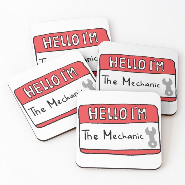 Item preview, Hello I Am The Mechanic Red Name Tag with Wrench designed and sold by RNASstuff.