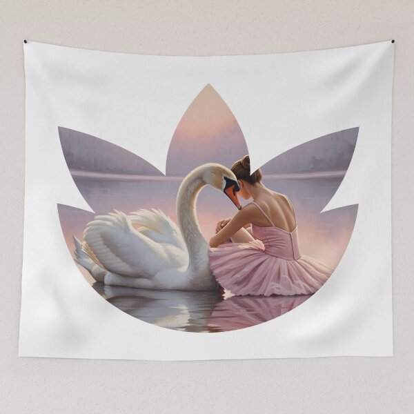 Item preview, The Swan's Embrace: Ballerina and Graceful Swan at Sunset designed and sold by InfinitePawBond.