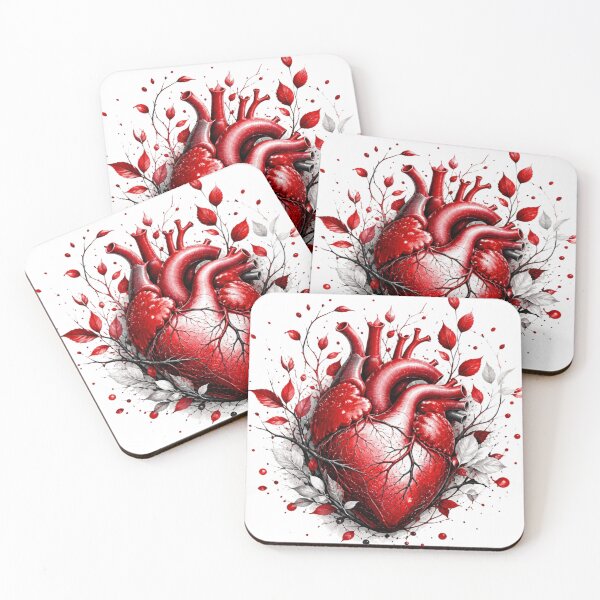 Item preview, Anatomical Heart Floral Red Art designed and sold by InkNovaLab.
