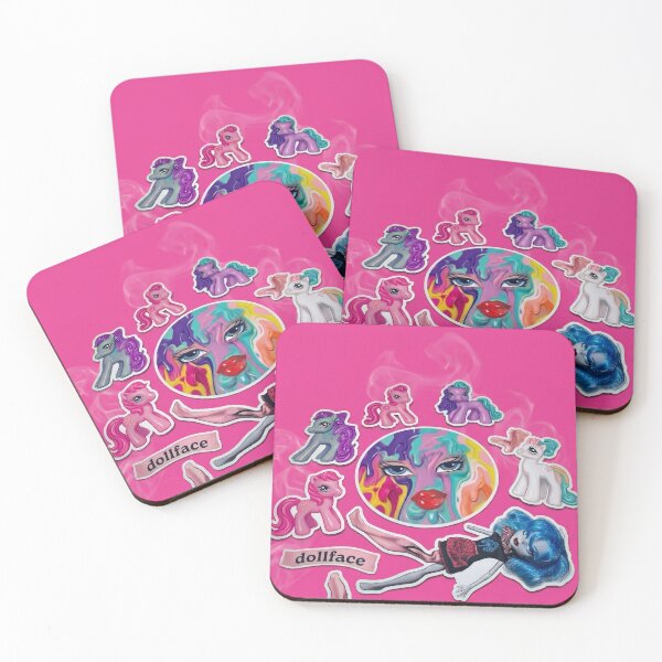 Item preview, "Dollface" Surreal Pink Collage Art & Stickers designed and sold by y2kponyclub.