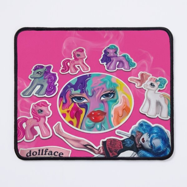 Item preview, "Dollface" Surreal Pink Collage Art & Stickers designed and sold by y2kponyclub.