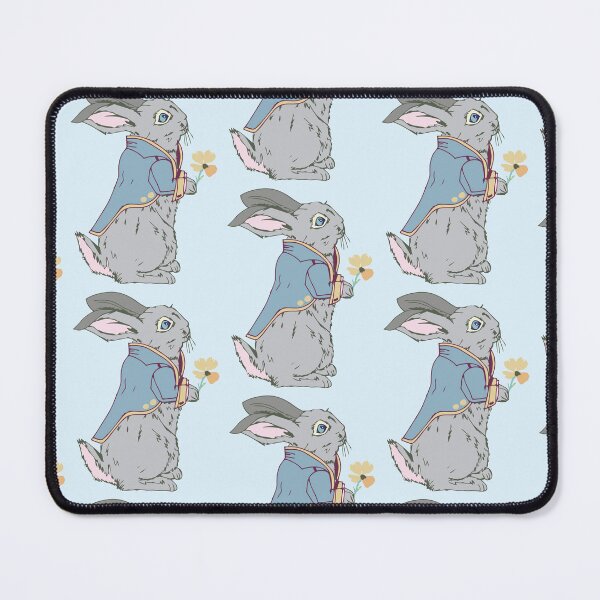 Item preview, Bunny in blue coat holding a flower designed and sold by LauraCoxArt.