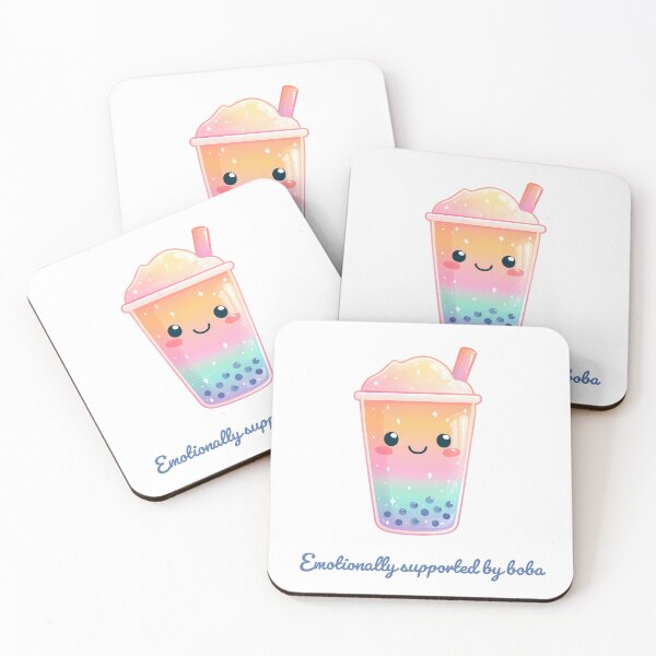Item preview, Emotionally Supported by Boba – Cute Colorful Bubble Tea Kawaii Illustration designed and sold by BobaBunny76.