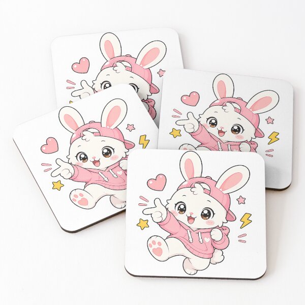 Item preview, Kawaii Bunny in Pink Hoodie and Cap – Cute Aesthetic Rabbit Street Style Sticker designed and sold by PuffyInk.