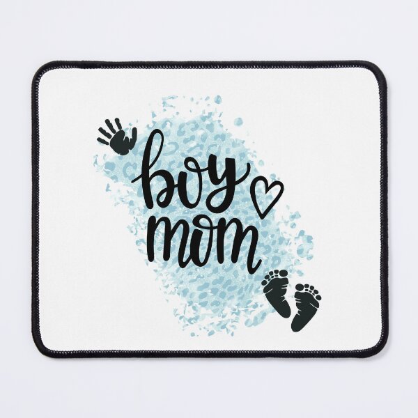 Item preview, Boy Mom with Hand & Footprints & Blue-gray Leopard Print Background designed and sold by jeweleddesigns.