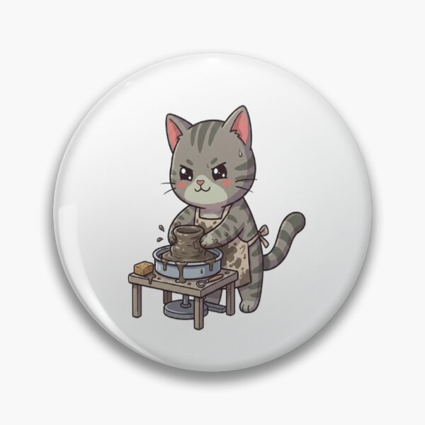 Item preview, Cute Grey Cat Pottery Artist designed and sold by Ella_Sketch.