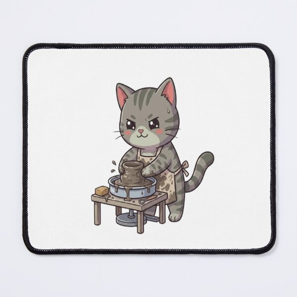 Item preview, Cute Grey Cat Pottery Artist designed and sold by Ella_Sketch.
