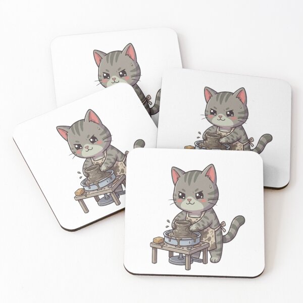Item preview, Cute Grey Cat Pottery Artist designed and sold by Ella_Sketch.