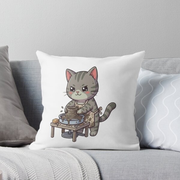 Item preview, Cute Grey Cat Pottery Artist designed and sold by Ella_Sketch.