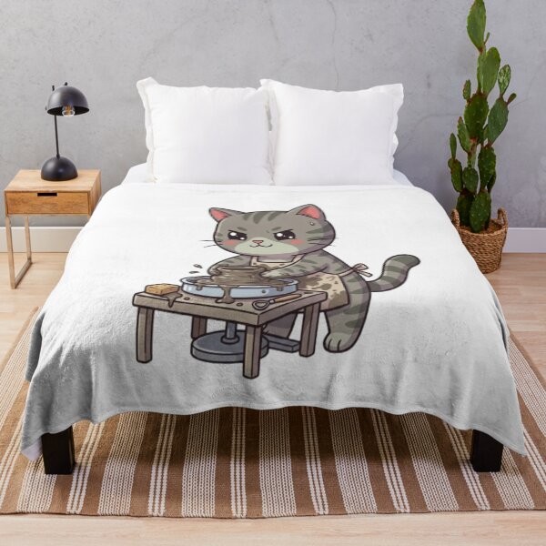 Item preview, Cute Grey Cat Pottery Artist designed and sold by Ella_Sketch.