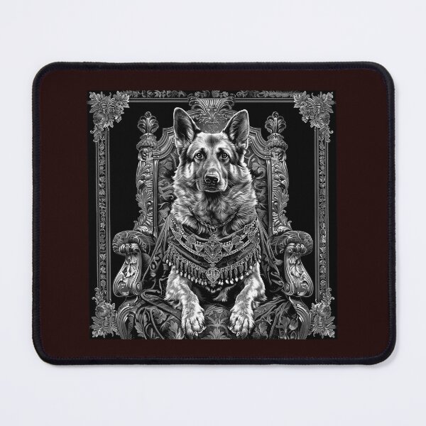 Item preview, Royal German Shepherd Throne Black and White Art designed and sold by inkoutninja.