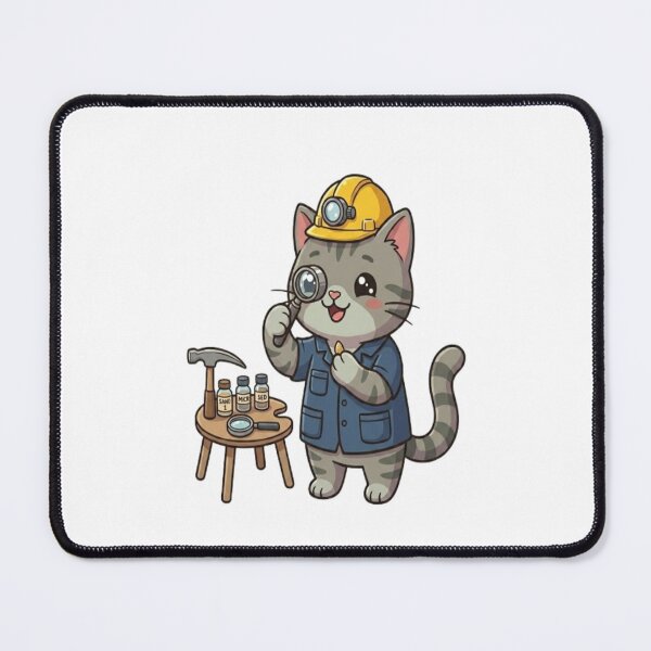 Item preview, Cute Grey Cat Geologist Scientist designed and sold by Ella_Sketch.