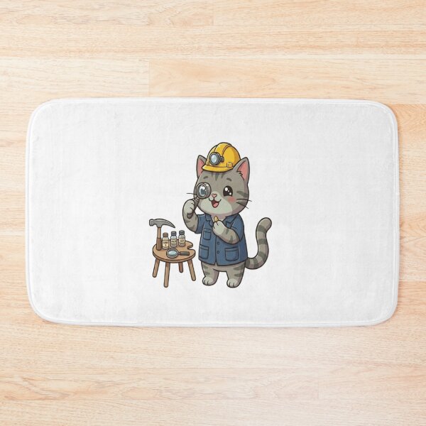 Item preview, Cute Grey Cat Geologist Scientist designed and sold by Ella_Sketch.