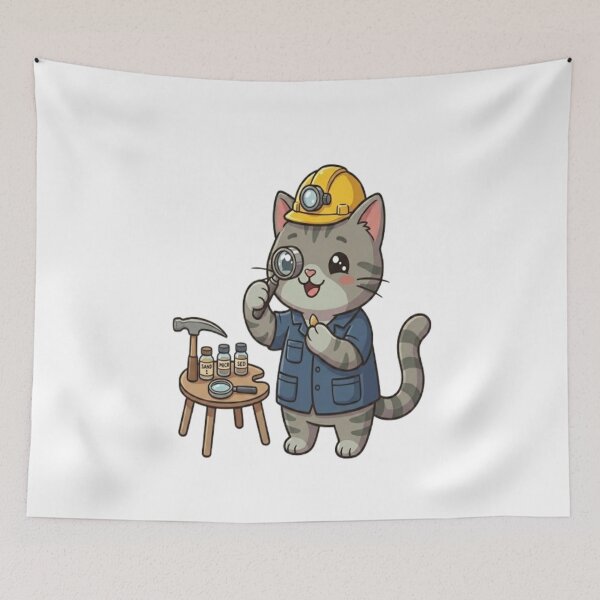 Item preview, Cute Grey Cat Geologist Scientist designed and sold by Ella_Sketch.