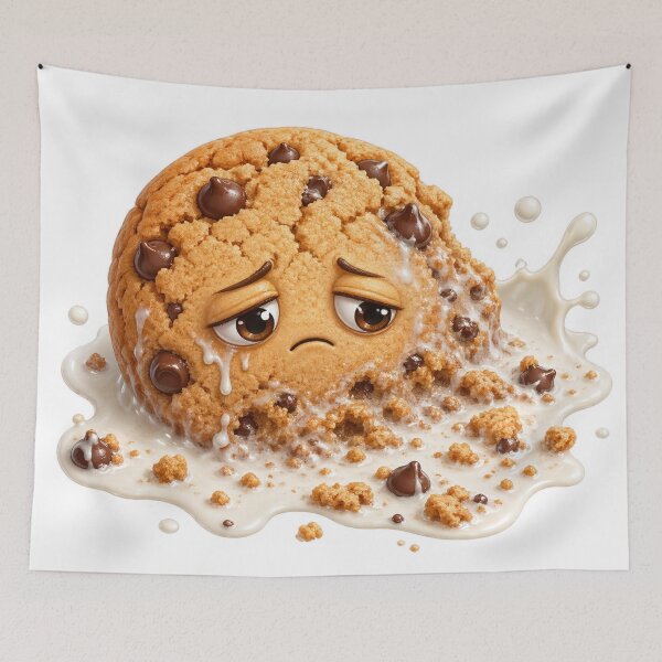 Item preview, Sad Chocolate Chip Cookie Splashing in Milk designed and sold by jgvisualarts.
