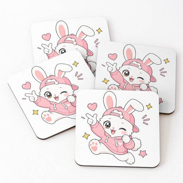 Item preview, Cute Kawaii Bunny in Pink Hoodie and Cap – Adorable Rabbit Aesthetic Street Style Sticker designed and sold by PuffyInk.