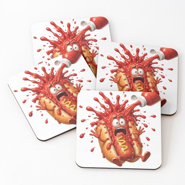Item preview, Ketchup Splat Hot Dog Cartoon designed and sold by jgvisualarts.