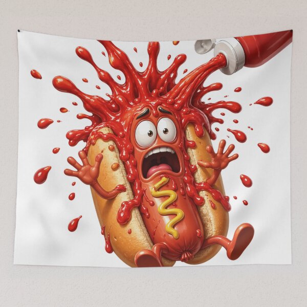Item preview, Ketchup Splat Hot Dog Cartoon designed and sold by jgvisualarts.