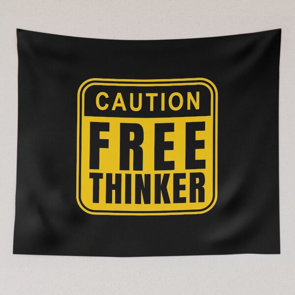 Item preview, Caution Free Thinker - Warning Sign Quote designed and sold by Dondonmart.