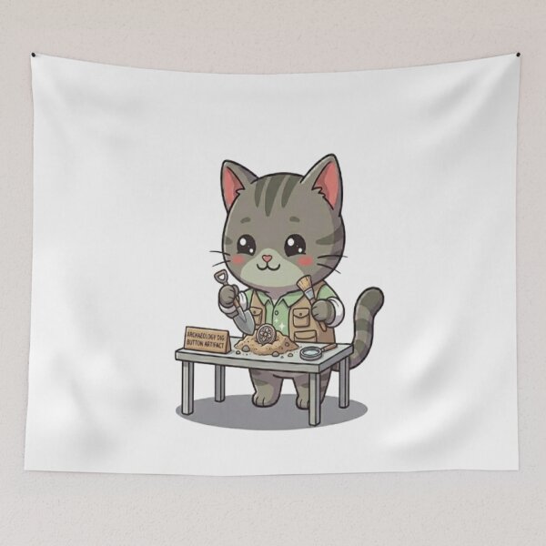 Item preview, Cute Grey Cat Archaeologist Dig designed and sold by Ella_Sketch.