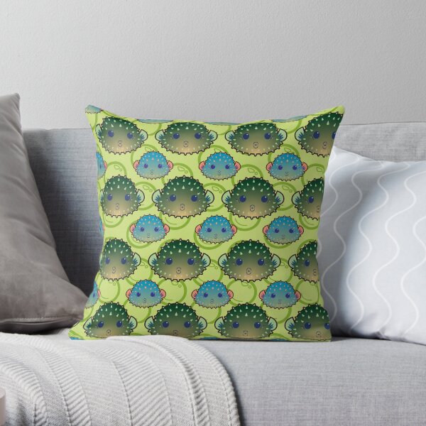 Cute Pouty Pufferfish Throw Pillow