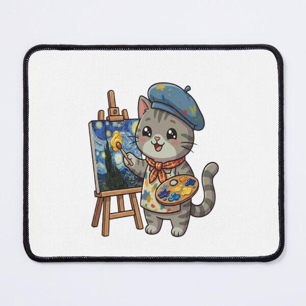 Item preview, Cute Artist Cat Painting Masterpiece designed and sold by Ella_Sketch.