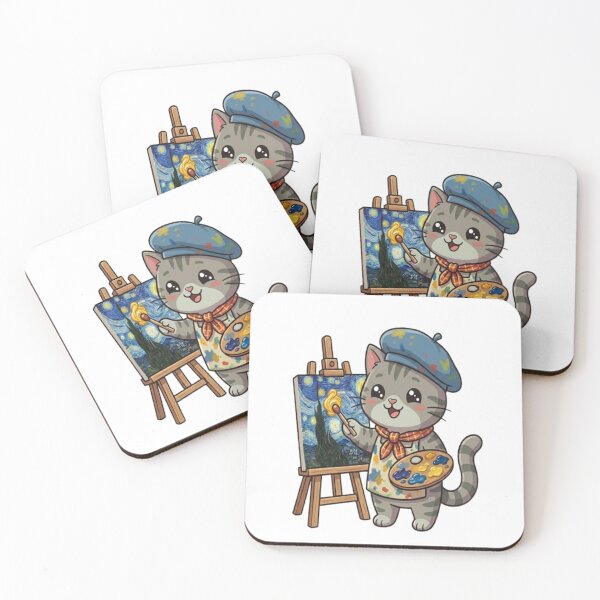 Item preview, Cute Artist Cat Painting Masterpiece designed and sold by Ella_Sketch.