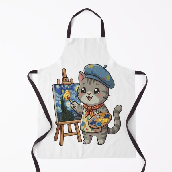 Item preview, Cute Artist Cat Painting Masterpiece designed and sold by Ella_Sketch.