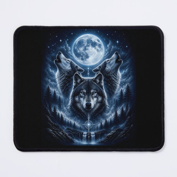 Item preview, Three Wolves Howling Full Moon designed and sold by zoes-ink.
