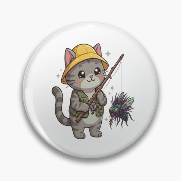 Item preview, Cute Fisherman Cat Catching Fly designed and sold by Ella_Sketch.