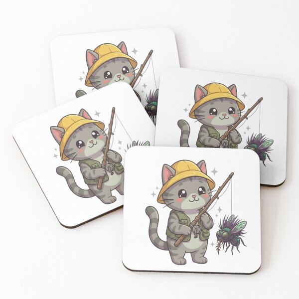 Item preview, Cute Fisherman Cat Catching Fly designed and sold by Ella_Sketch.