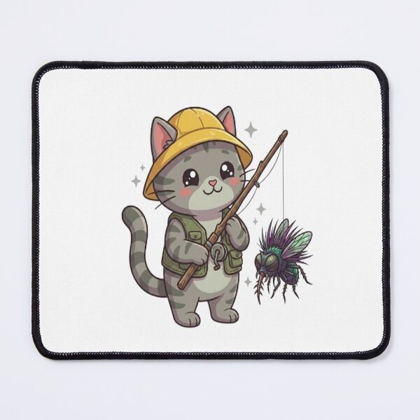 Item preview, Cute Fisherman Cat Catching Fly designed and sold by Ella_Sketch.