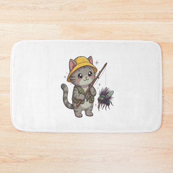 Item preview, Cute Fisherman Cat Catching Fly designed and sold by Ella_Sketch.