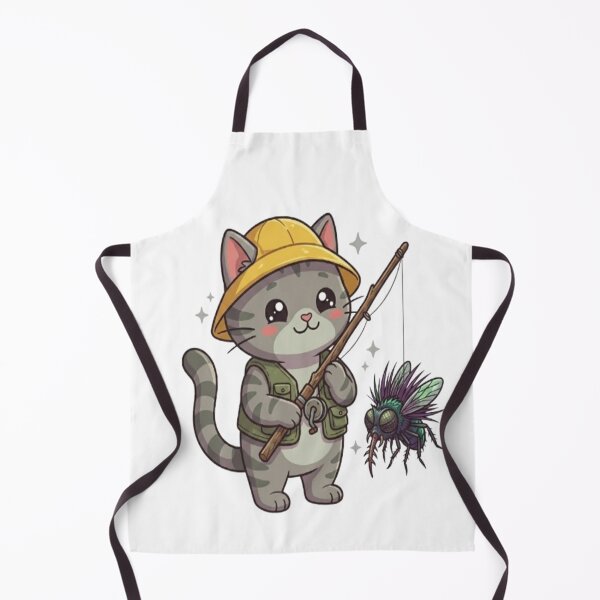 Item preview, Cute Fisherman Cat Catching Fly designed and sold by Ella_Sketch.