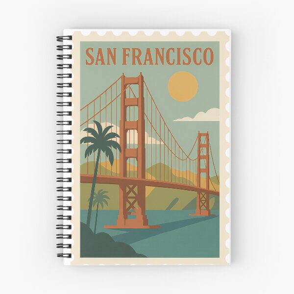 Item preview, Vintage San Francisco Stamp Illustration | Retro California Postage Art | Iconic Golden Gate City Travel Design designed and sold by PaintedPixels01.