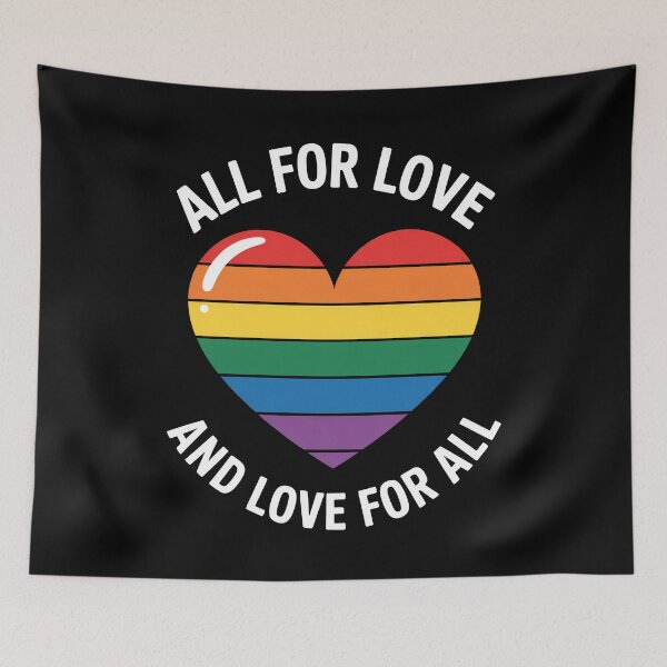 Item preview, All For Love And Love For All LGBTQ+ Pride Rainbow Heart designed and sold by Say It With Ink.