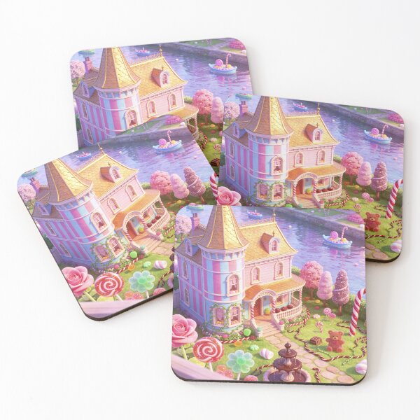 Item preview, Whimsical Candy Flower Village, Cute Pastel Sweets Landscape Artwork designed and sold by BlareBlare.