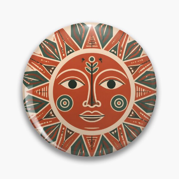 Item preview, Pattern Play Boho Folk Sun Jade and Clay Red designed and sold by Glitchart66.