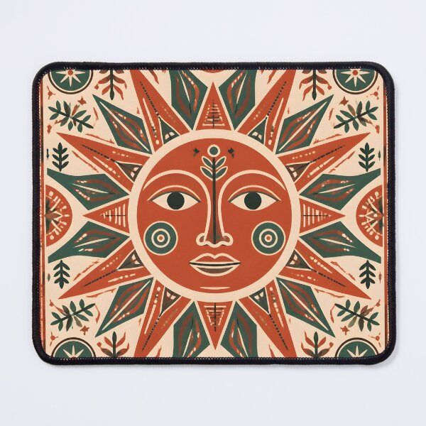 Item preview, Pattern Play Boho Folk Sun Jade and Clay Red designed and sold by Glitchart66.