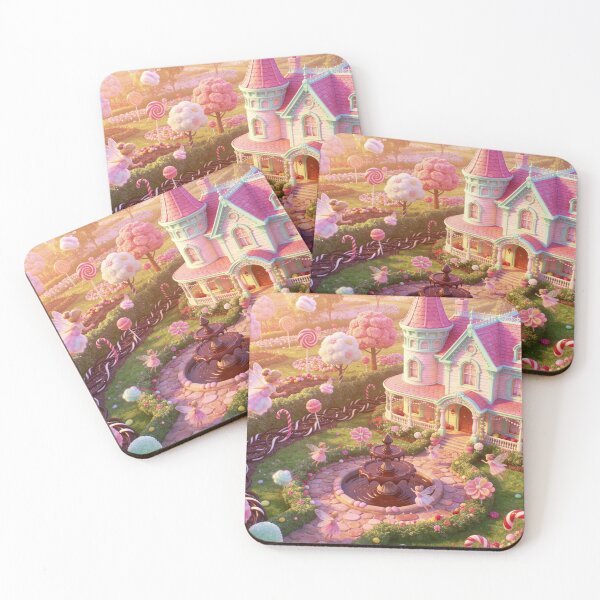 Item preview, Magical Dessert Town with Candy Blossoms, Soft Pastel Fantasy Art Print designed and sold by BlareBlare.
