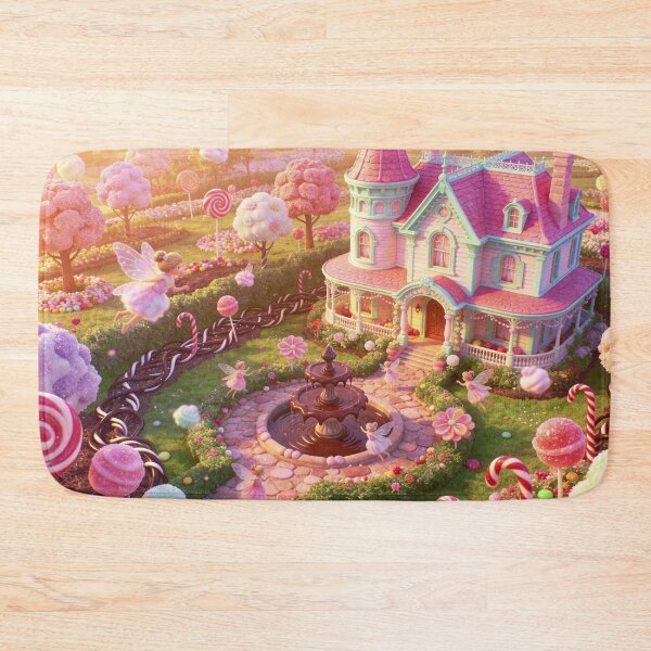 Item preview, Magical Dessert Town with Candy Blossoms, Soft Pastel Fantasy Art Print designed and sold by BlareBlare.
