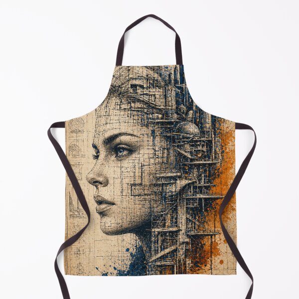 Item preview, Architect of the Mind – Futuristic Blueprint Portrait designed and sold by lbm68.