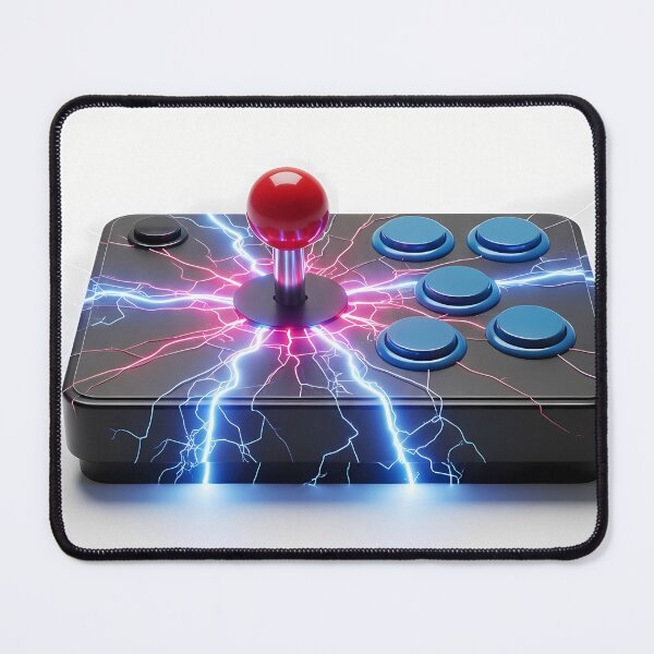 Item preview, Electric Retro Arcade Joystick - Neon Lightning Gaming Art designed and sold by powersunlight.