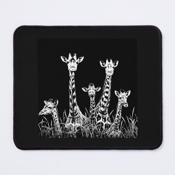 Item preview, Black and White Giraffe Family Safari Art designed and sold by inkoutninja.